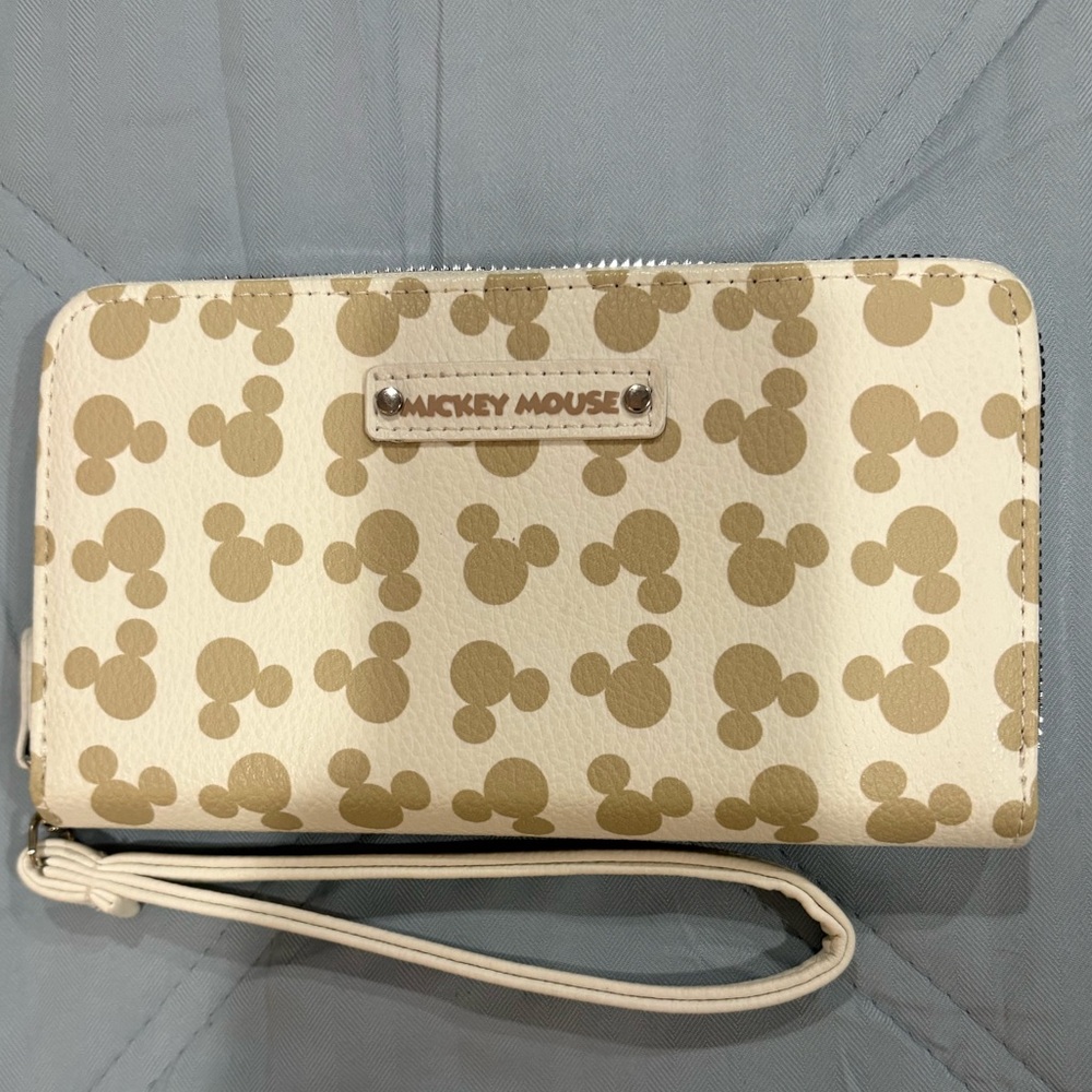 Mickey Mouse Cream and Tan Wristlet Wallet